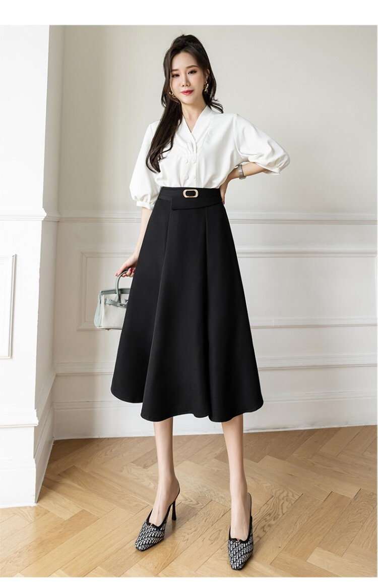 フォーマル ハイウエスト スカート プリーツスカート 膝下 ミディアム丈 Aライン スマート プリーツ ベルト ウエストマーク ハイウエスト 大人可愛い きれいめ シンプル 大人 上品 おしゃれ