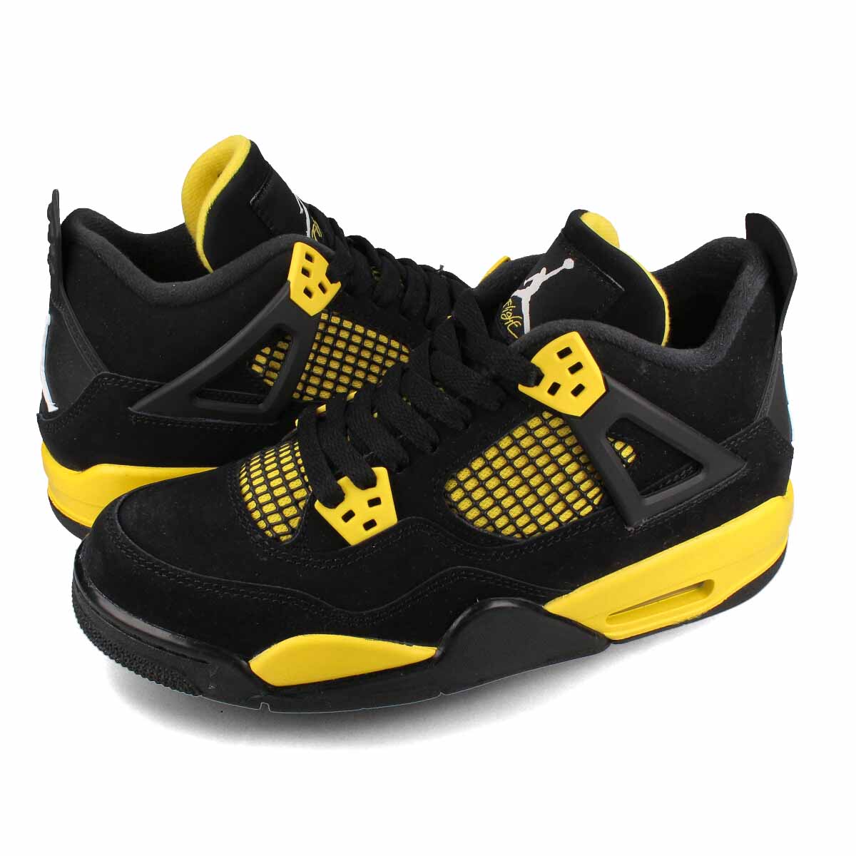 NIKE AIR JORDAN 4 RETRO GS 【THUNDER】 BLACK/WHITE/TOUR YELLOW