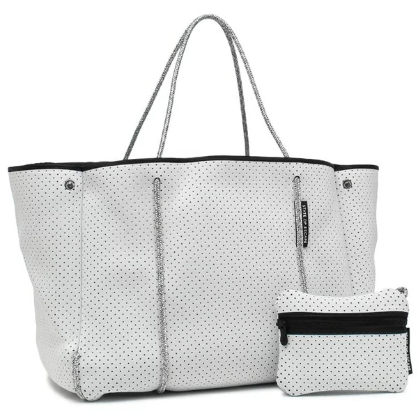 トートバッグ エスケープ キーフック ポーチ付き ホワイト グレー レディース ESCWHT-GRY