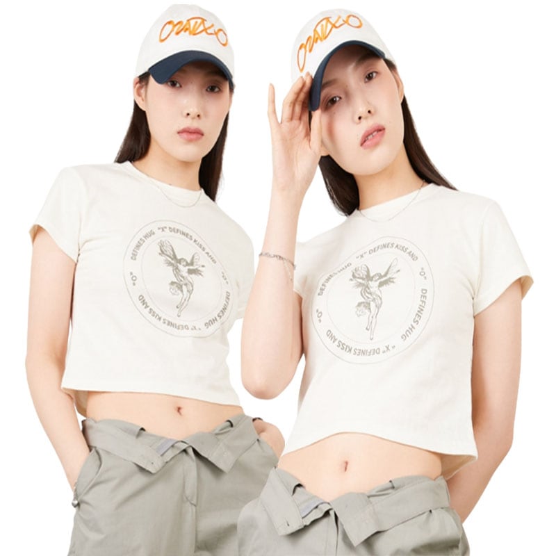 韓国の人気ブランド ANGEL CROP TEE CREAM