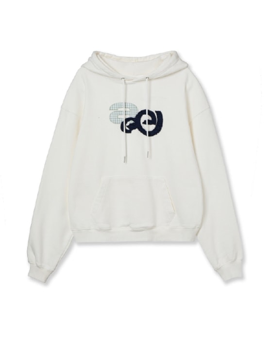 【aeae】 APPLIQUE LOGO HOODIE : WHITE