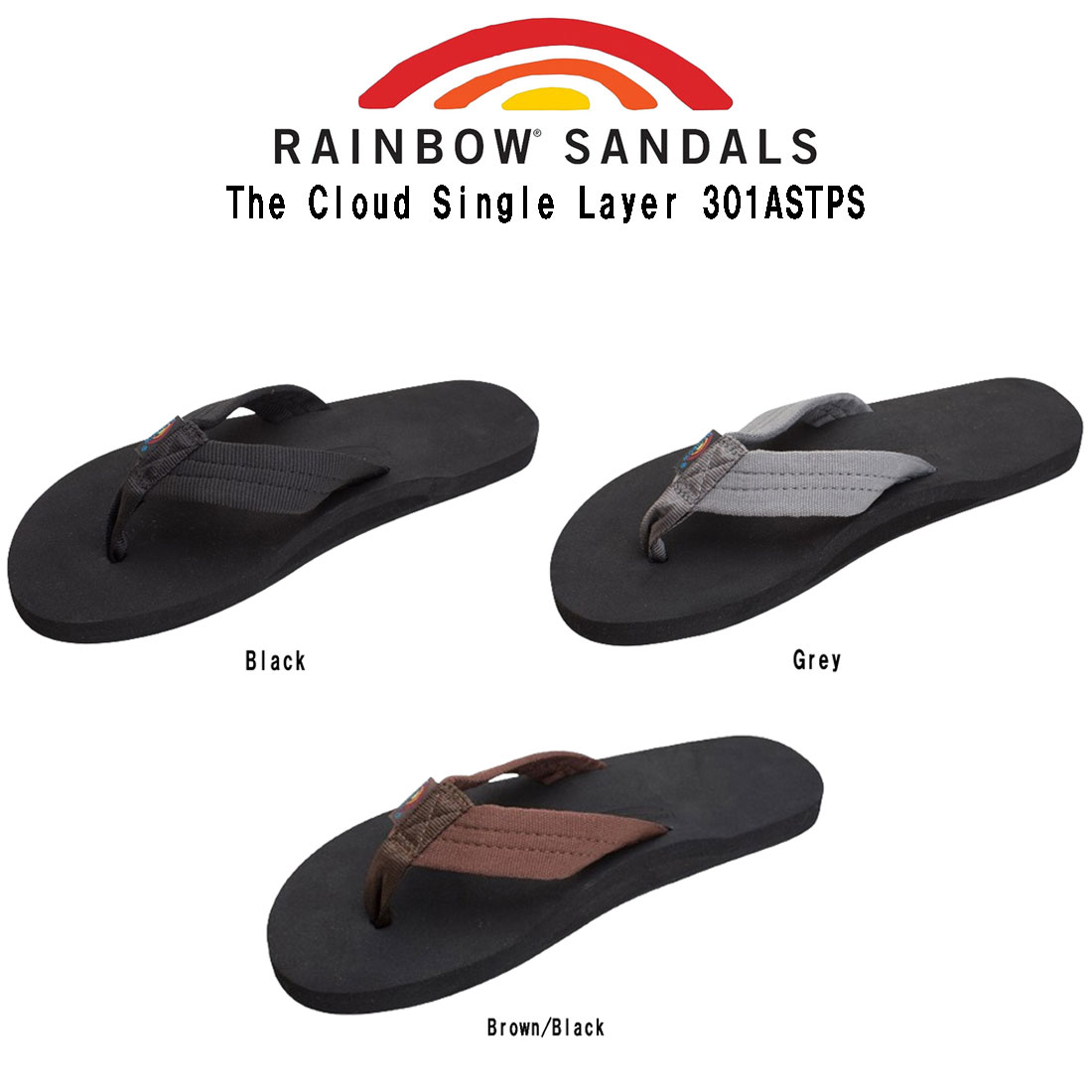 RAINBOW SANDALS ビーチサンダル スリッパ サーファー シングルレイヤー(薄底) メンズ The Cloud Single Layer 301ASTPS 