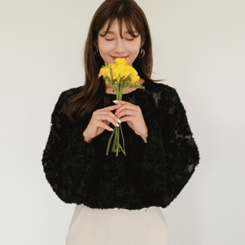 Click & Funny Nelsh バーンアウトブラウス