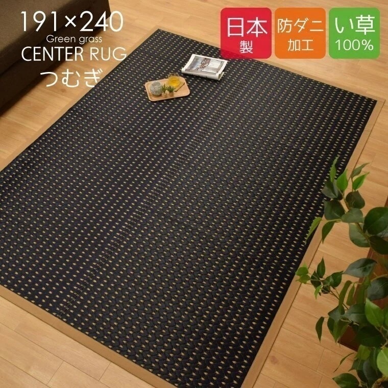 い草 ラグ カーペット センターラグ つむぎ 3畳 約191x240cm 本間 京間 関西間 シンプ