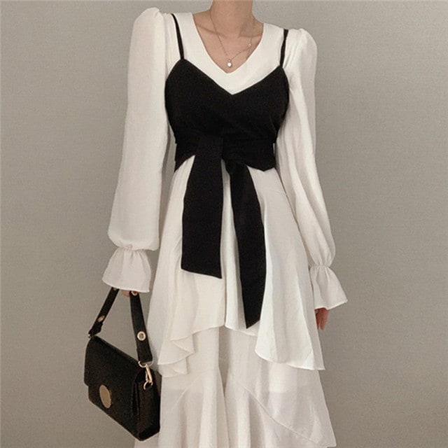 【短納期】ヴィンテージ パフィースリーブ レディース ワンピース イレギュラー ブラジャー ベスト 大人魅力