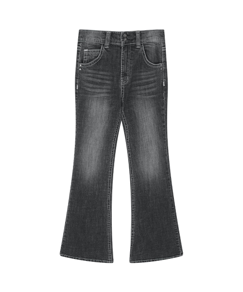【AS"ON】 LOE BOOTCUT PANTS / WASHED BLACK 正規品