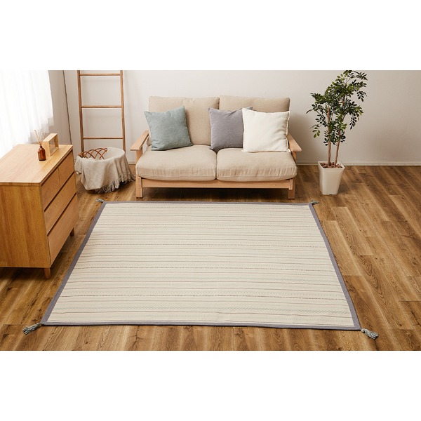 ラグマット 絨毯 約185x240cm ブルー 薄手 洗える 綿100％ ホットカーペット対応 インド綿ラグ リビング ダイニング