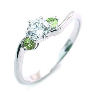 CanCam掲載( 8月誕生石 ) ペリドット Pt ダイヤリング（婚約指輪エンゲージリング）楽ギフ_包装02P26Mar16