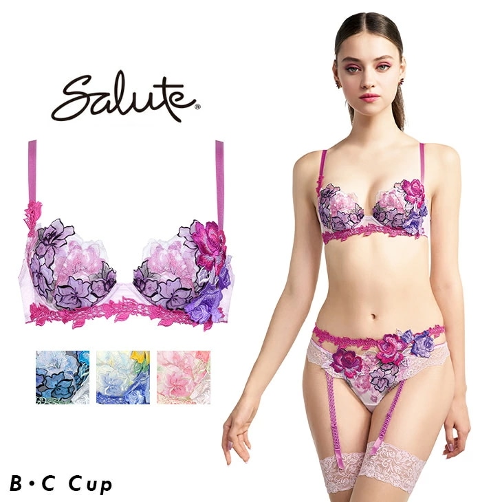 サルート Salute ブラジャー プッシュアップブラ 3/4 BCカップブラ 下着 ランジェリー ワコール Wacoal 花柄 フラワー柄 セクシー 06シリーズ BTJ406