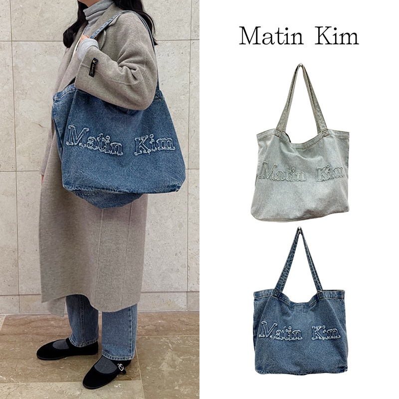 LOGO WASHED DENIM TOTE ショルダー エコバック [2カラー]