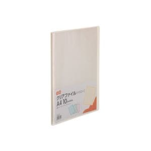 （まとめ） TANOSEE クリアファイル A4タテ10ポケット 背幅8mm イエロー 1セット（10冊） 10セット