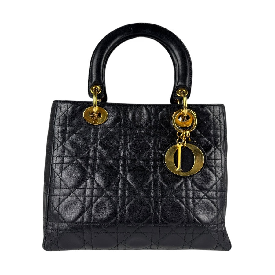クリスチャンディオール Christian Dior ハンドバッグ ショルダーバッグ レディディオール ラムスキン ブラック ゴールド レディース z5154