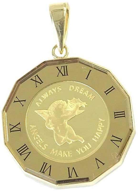 純金コインペンダントトップ　エンゼル金貨1/25oz　デザイン枠