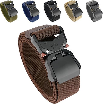 他サイト： タクティカルベルト サバゲー 登山 ワンタッチ おしゃれ ストレッチ( ブラウン, Free Size)の商品画像