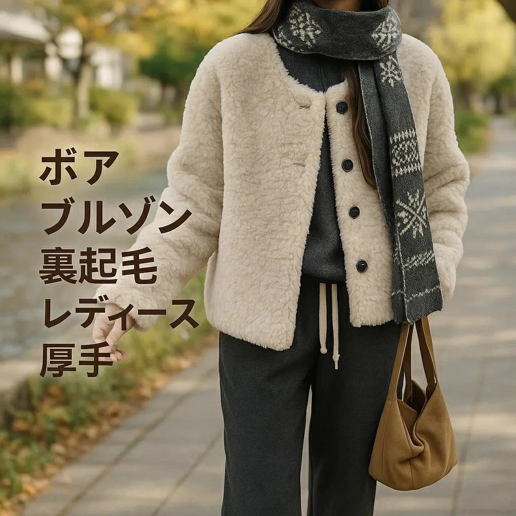 最安値に挑戦 ボア ブルゾン 裏起毛 レディース 厚手 もこもこ ふわふわ ショート丈 ノーカラー 無地 ボアジャケット モコモコ あったかい アウトドア 防 コート 秋 冬 長袖 ポケット付き 秋冬