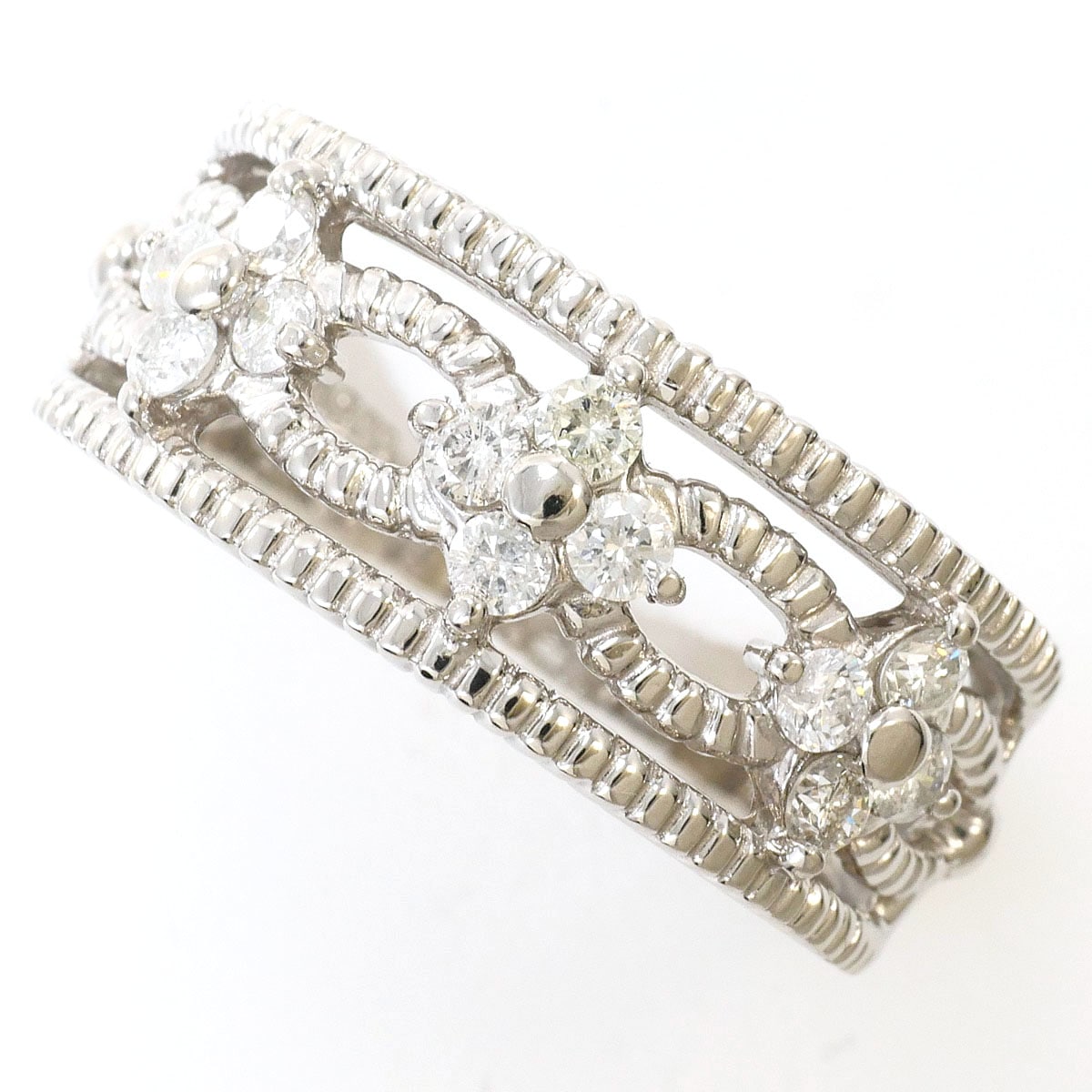 PT900 プラチナ リング・指輪 17号 ダイヤモンド 0.50 ct 鑑別書 総重量約8.0g ジュエリー 中古
