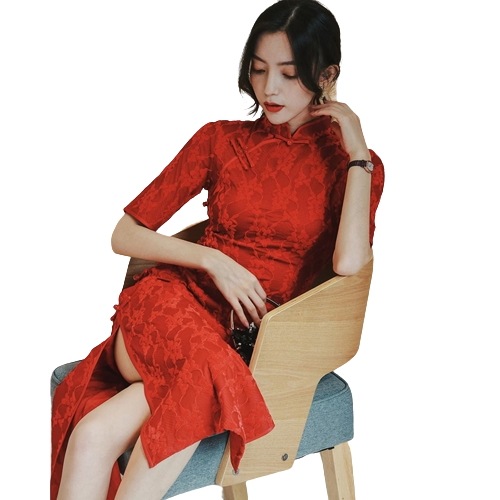 レース改良チャイナドレスワンピース軽少女中国式ウエディングドレス娘敬酒服春秋