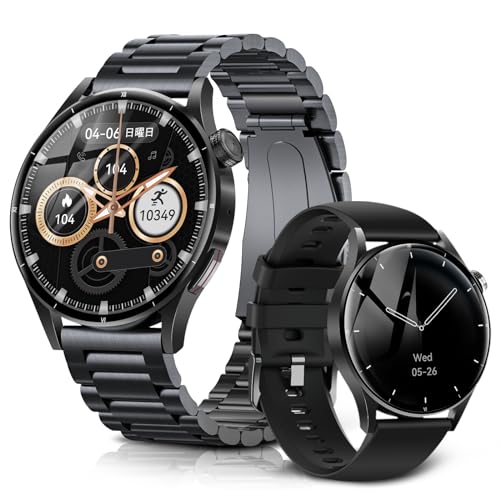 FOSMET QS40 スマートウォッチ 丸型 メンズ 1.43インチAMOLEDディスプレイ サファイアガラス搭載 smart watch iPhone アンドロイド対応 Bluetooth5.3
