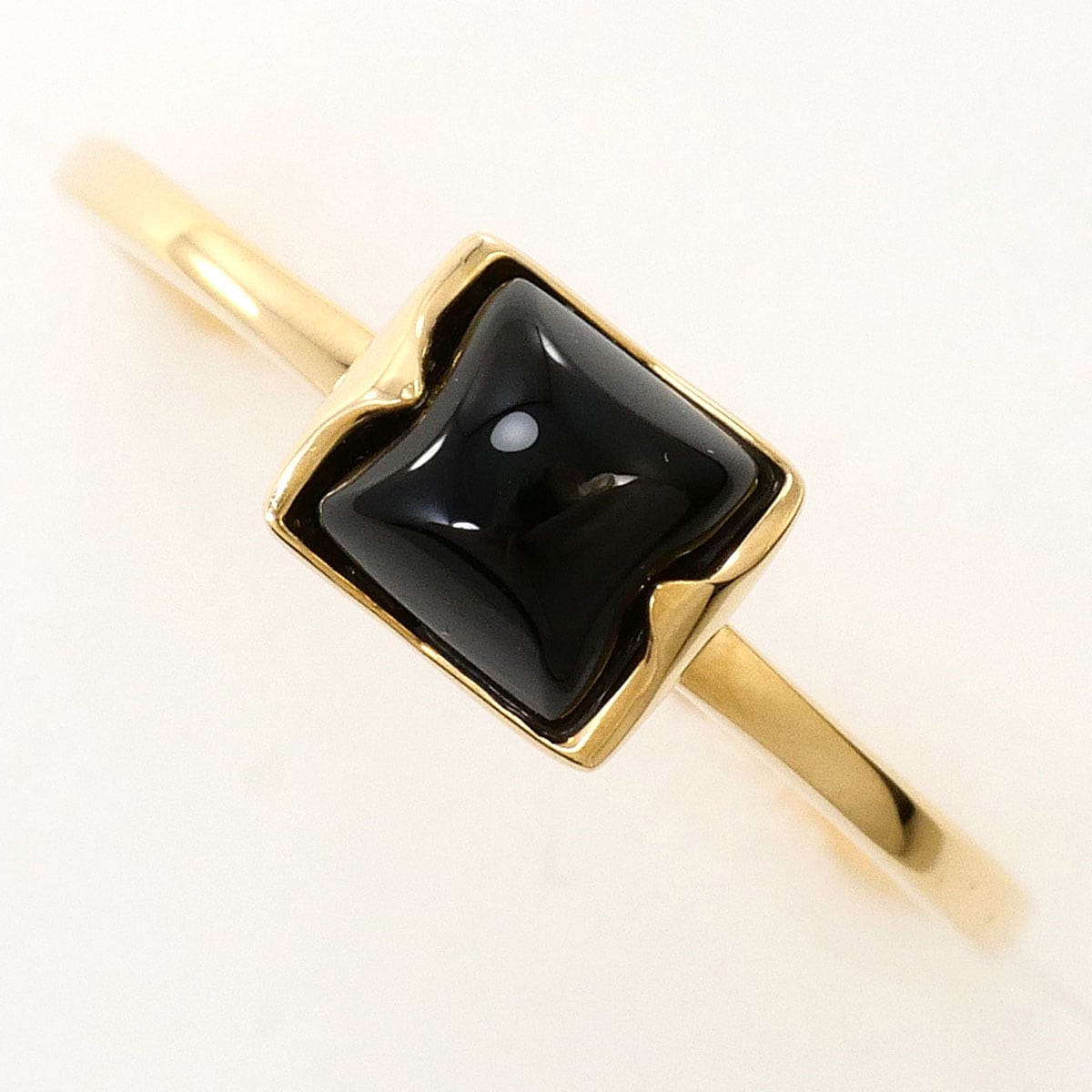 K10 10金 YG イエローゴールド リング・指輪 5号 オニキス 0.50ct 総重量約1.1g ジュエリー 中古