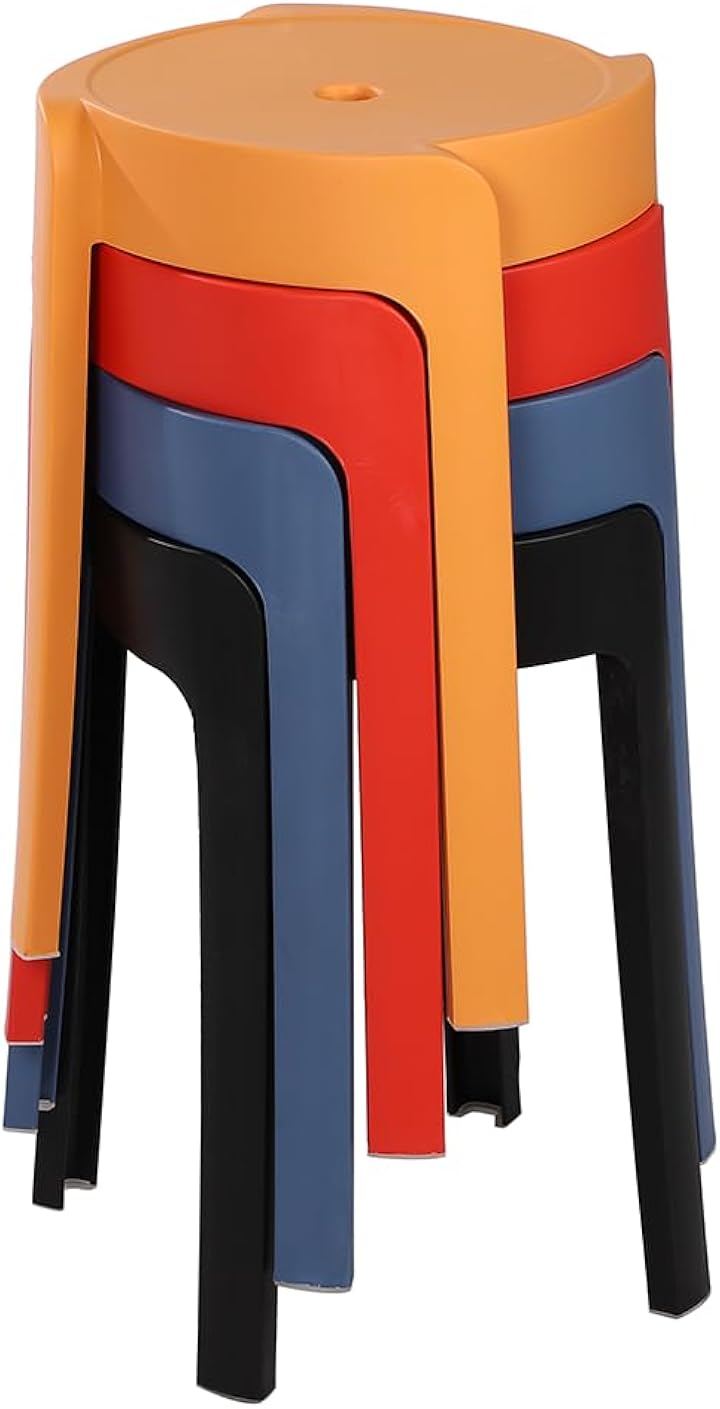 ガーデンチェア スタッキングスツール ルームチェア 丸いす 椅子 重ねられる (ポップカラー4色セット, ワンサイズ)