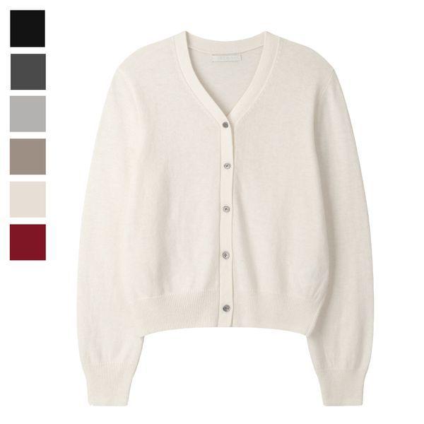女性ラクーンVネック長袖カーディガンSGW CA Q088アイボリー_P407346647