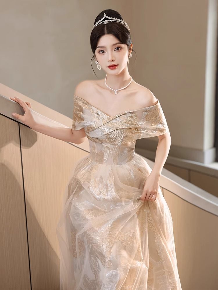 優しい風 ローズゴールドのガウン エレガントなガウンワンピース パーティードレス パーティドレス ドレス ロングドレ パーティードレス 結婚式 二次会 ワンピース