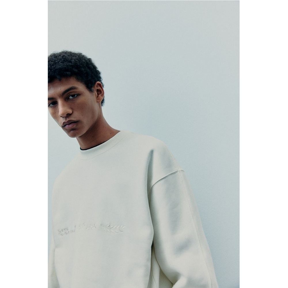 H&M ルーズフィットプリントスウェットシャツホワイト/ニューヨーク