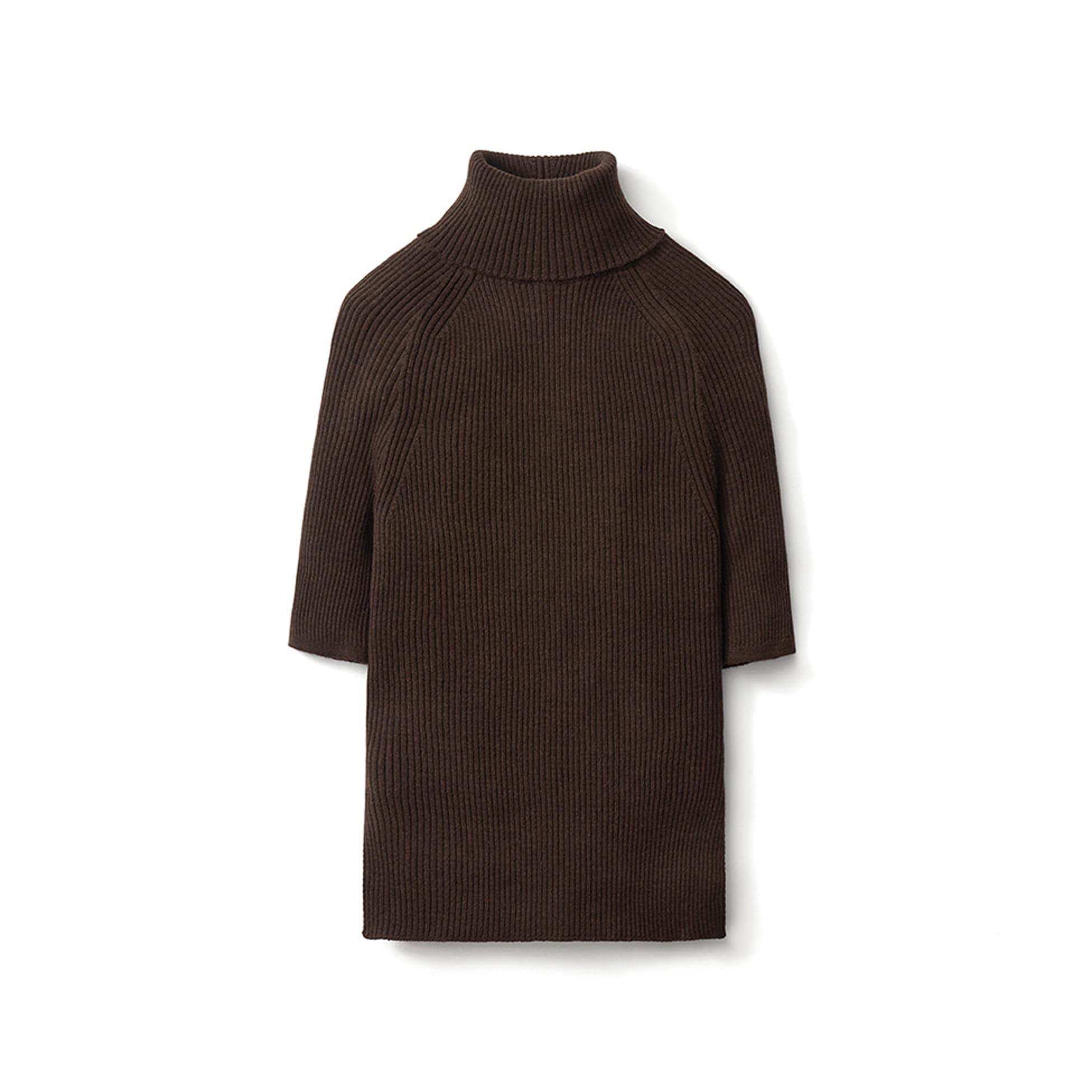【POTTERY】 W HIGH NECK HALF SLEEVE KNIT : BROWN