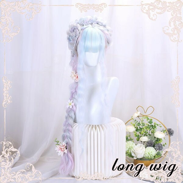 【品質良い 大好評中】超ロング ウィッグ メッシュ lolita レディース フルウィッグ 小顔 長髪 原宿風 かつら ストレート ぱっつん前髪 コスプレ ロリータ 可愛い キュート パーティー ハロ