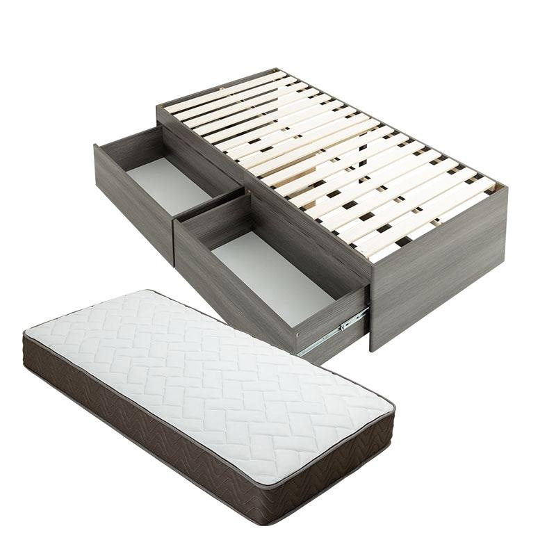 収納ベッド ハイタイプ 収納付きベッド マットレス付 ポケットコイル ヘッドレス チェストベッド 大容量収納 容量約180L シングル コンパクト