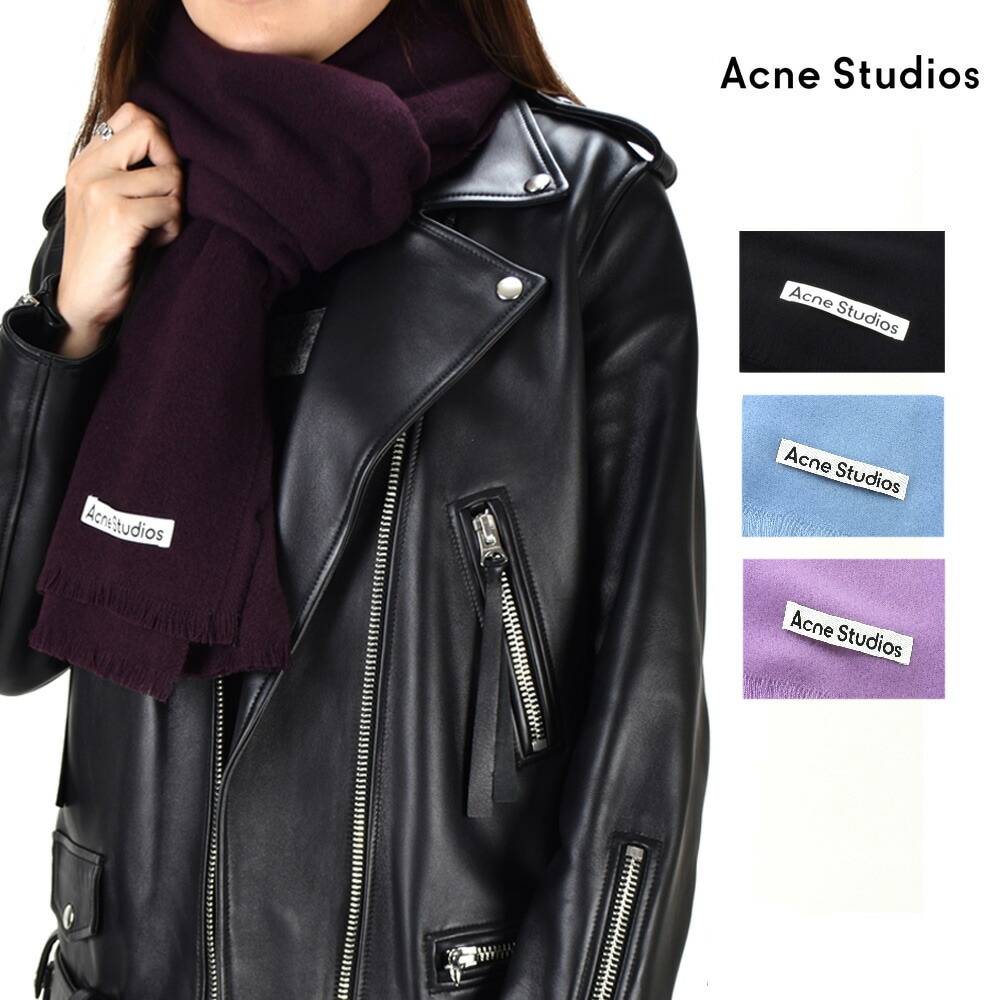 アクネストゥディオズ ストール レディース マフラー スカーフ ブラック パープル 黒 紫 Acne Studios WOOL SCARF[ca0150]
