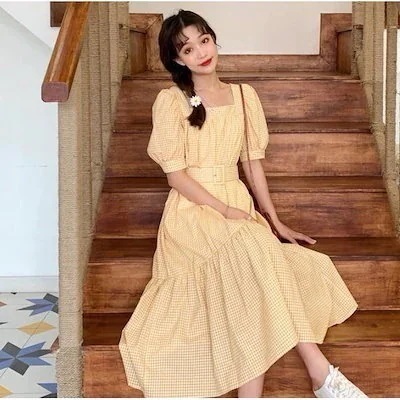 【20点セット】【急速出荷】ギンガムチェック ロングワンピース フレア 付き ティアード フェミニン 上品 大人可愛い 半