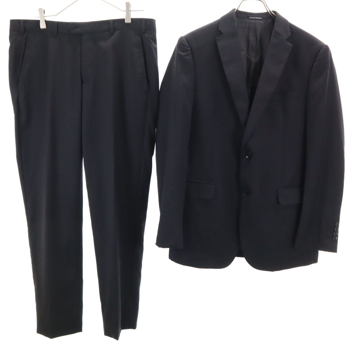 ストライプ パンツスーツ 上下セットアップ 48 ブラック系 メンズ 古着