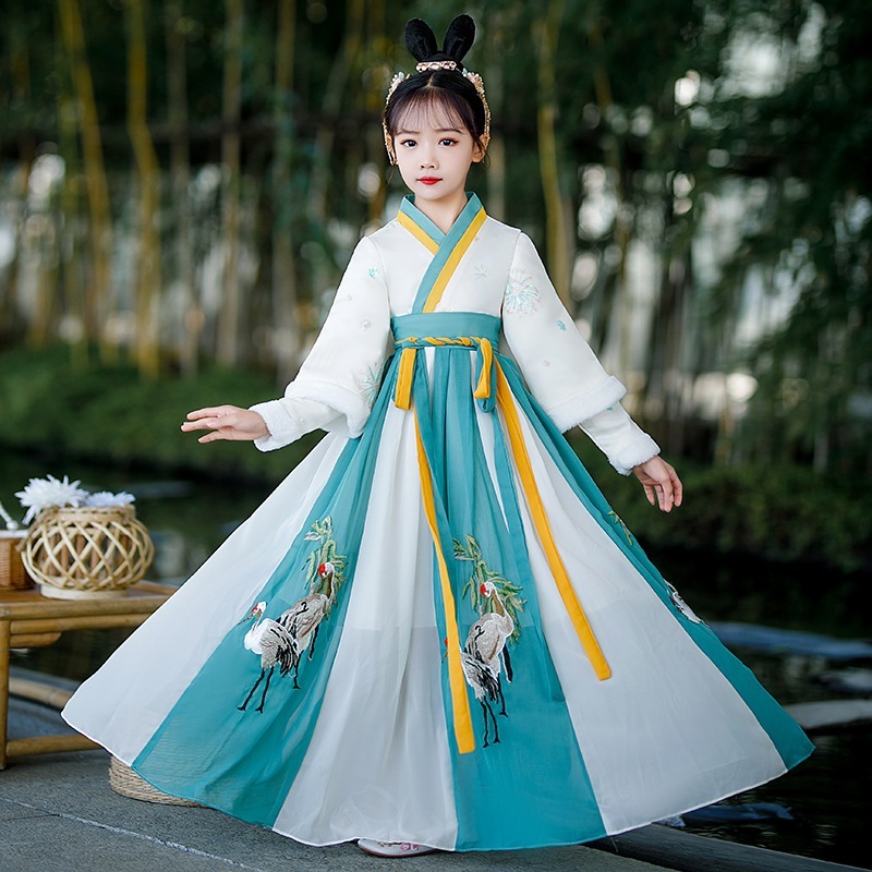 子供の漢服2023年春の肥厚少女中国風唐装古代衣装スカート超妖精古代風少女漢服