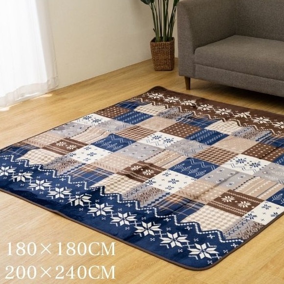 洗える 撥水ラグ 北欧 ノルディック柄 2サイズ 滑り止め 暖かフランネル生地