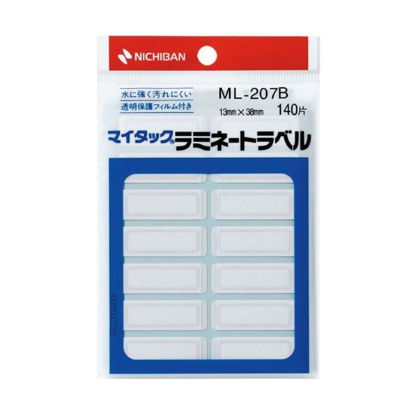 (まとめ) ニチバン マイタック ラミネートラベル 13×38mm 青枠 ML-207B 1セット(1400片：140片×10パック) (×3セット)