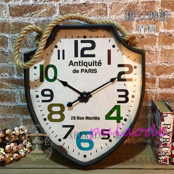 壁掛け時計 おしゃれ 静音 掛け時計 盾柄 欧米風 金属製 部屋飾り 時計クロック 新生活応援 アクリル 引越し祝い ギフト電池