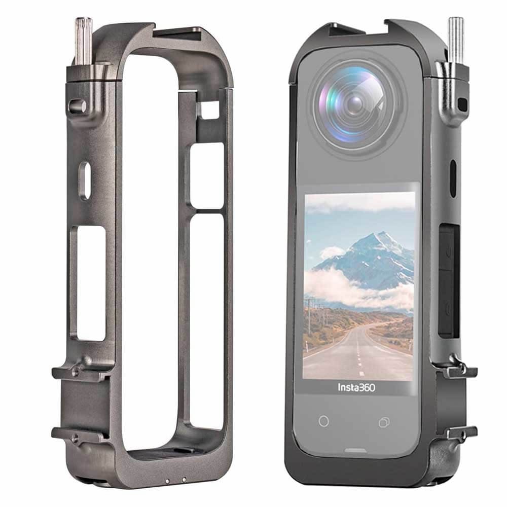 Insta360 X4 対応フォームフィッティング アルミニウム素材フレーム 1/4インチネジ穴付き insta360 X4パノラマカメラアクセサリーアルミ合金保護ケージケース 拡張金属保護フレーム