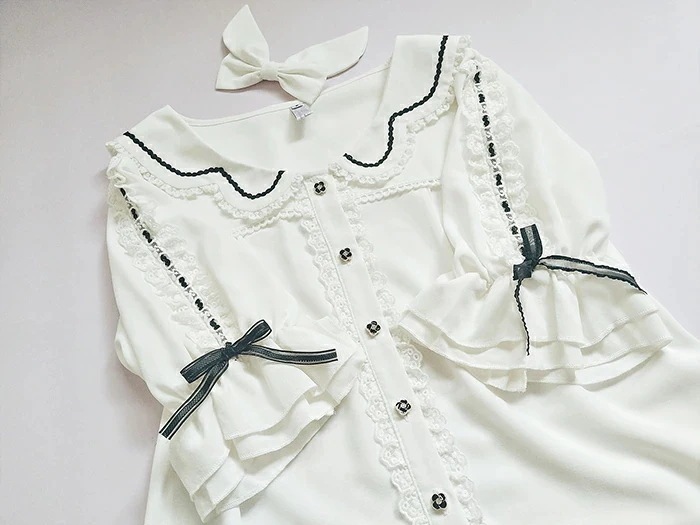 【2点購入で150OFF】品質良い!店舗お勧め! 【急速出荷】ロリータ ブラウス 半袖 夏 ロリィタ レディース 可愛い レース リボン おしゃれ 甘ロリ シフォン トップス フリル