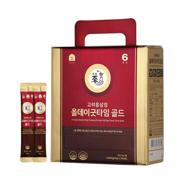 6年根 高麗紅参精 オールデーグッドタイム ゴールド紅参スティック 10g x 100包紙