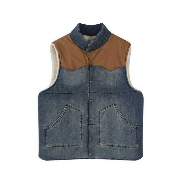 [] 男性) レザーカラーデニムパッド入りベスト(B254DV100P) [P003752428]