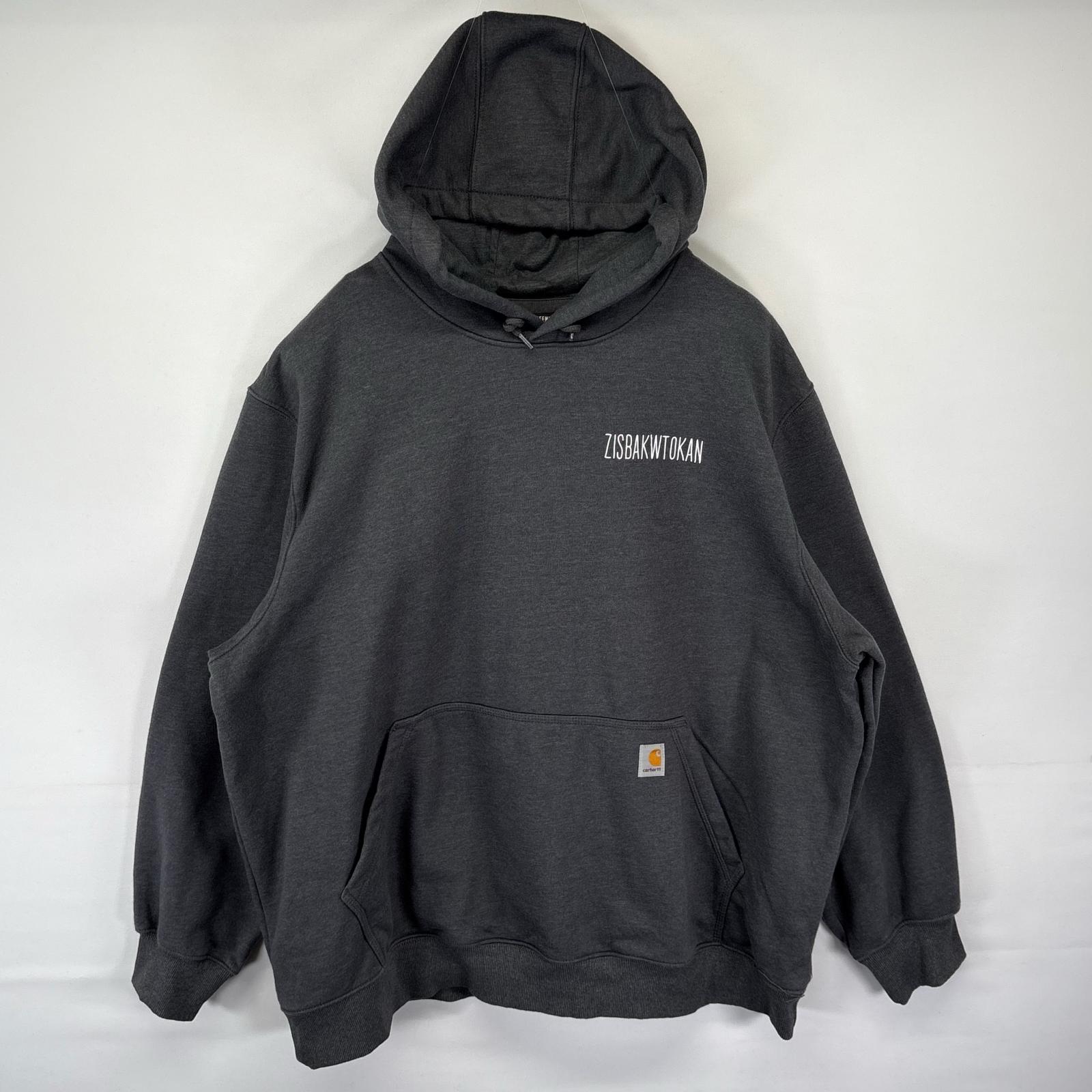古着 パーカー スウェット プルオーバー ワンポイントロゴ バックプリント XXXL グレー メンズ
