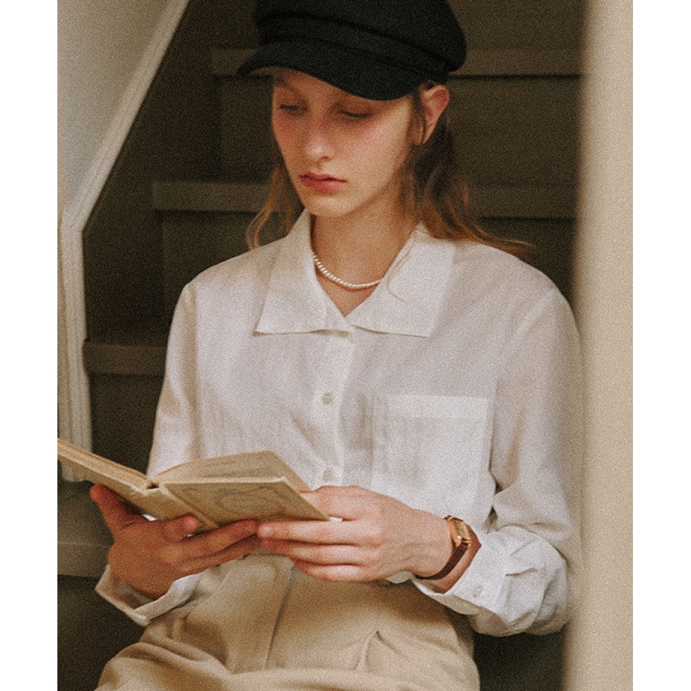 RONRON フレンチワイドカラーシャツ ホワイト