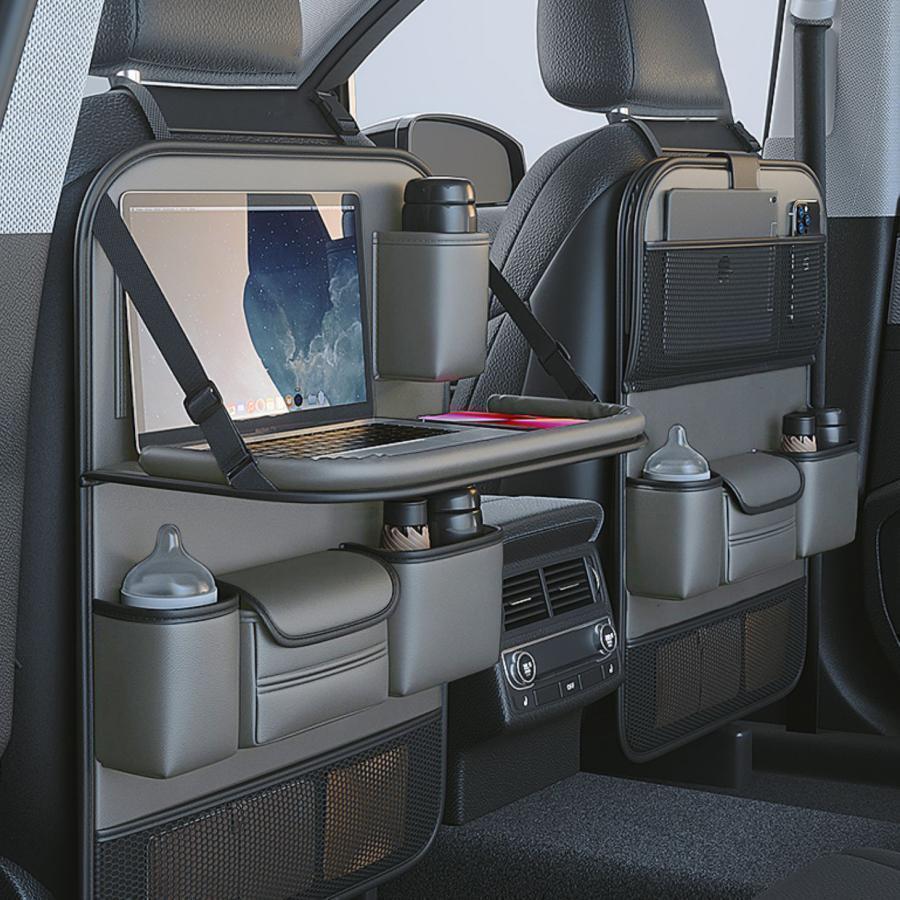 シートバックポケット テーブル機能付 車 車内 収納 ポケットドリンク ホルダー ティッシュ 後部座席 テーブル 大容量 車用シートバックポケット