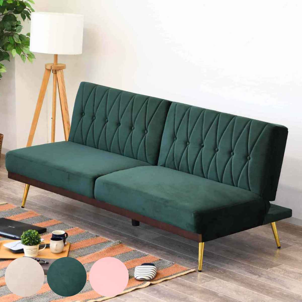 ソファベッド コンパクト リクライニング左右独立 高級感 ベロア 幅183cm ソファーベッド ベッド ベット 2人掛け 3人掛け 上品 エレガント リビング おしゃれ 完成品