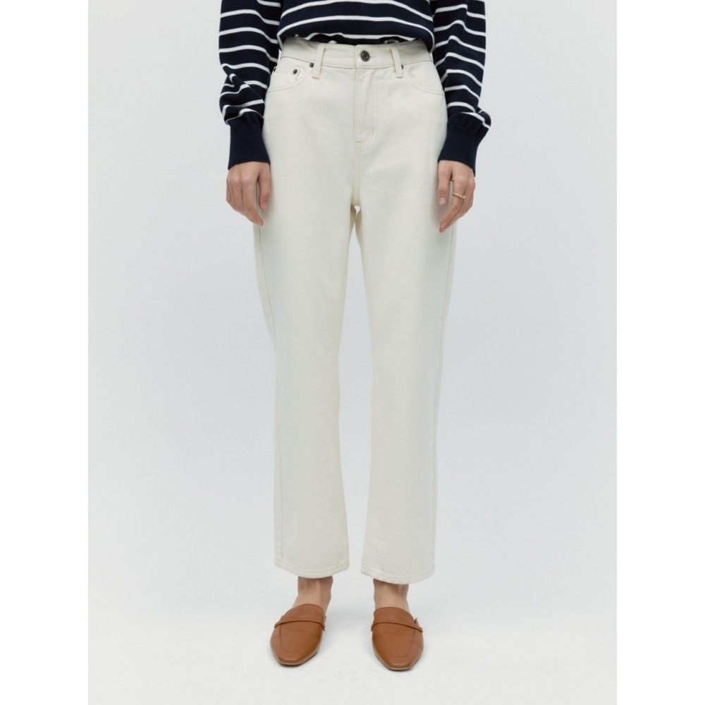 デパウンドストレートデニムパンツホワイト