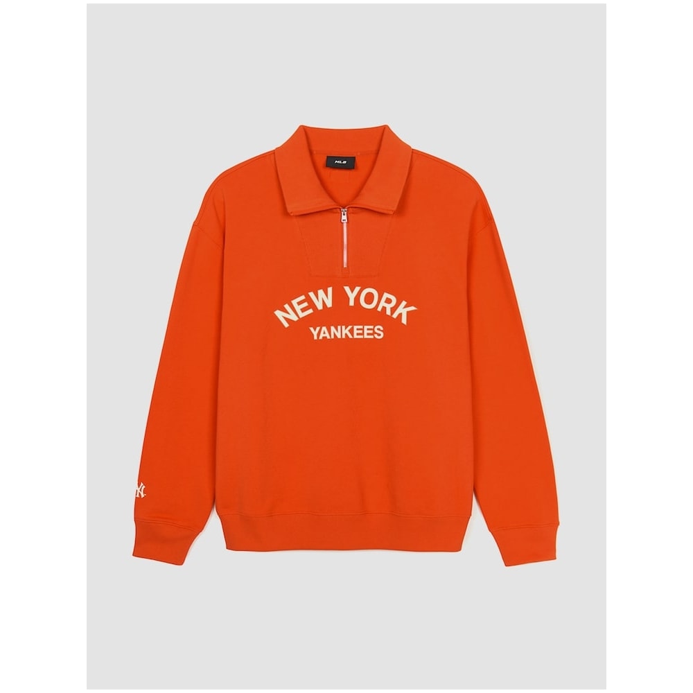 MLB バーシティレタリングハーフジップアップスウェットシャツ NY (D.Orange) QHHC3AMTV0244-50ORD