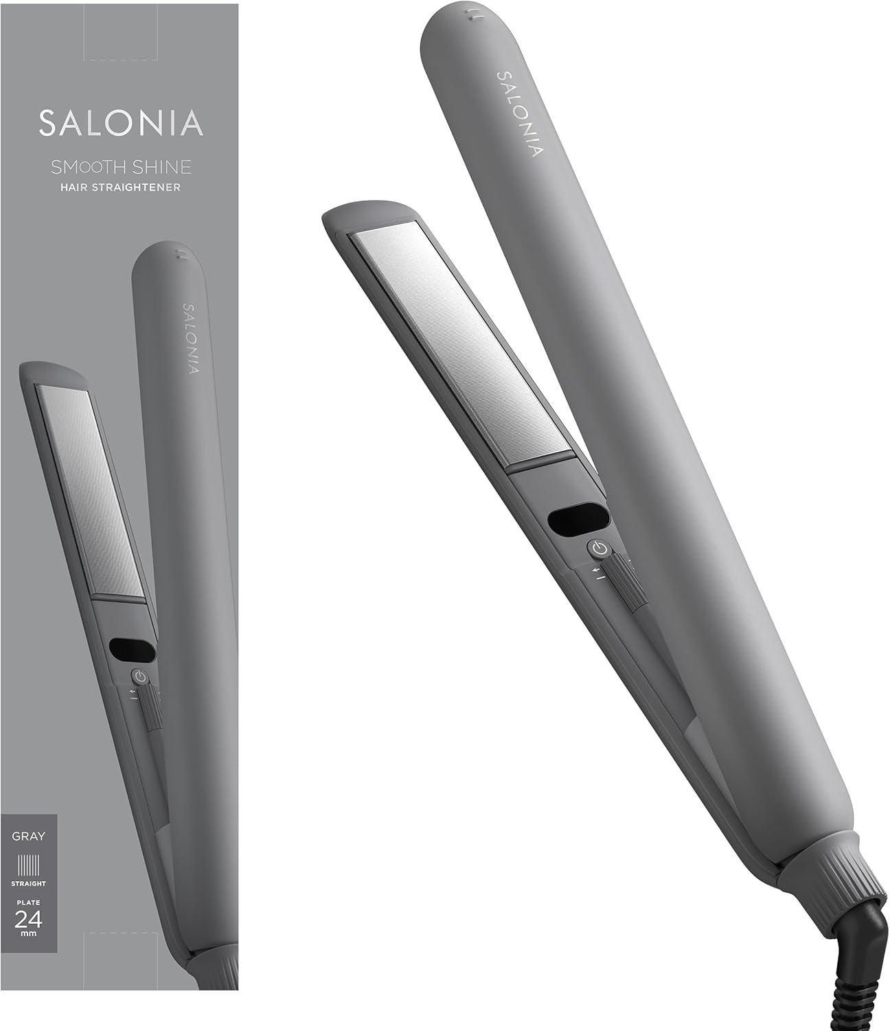 サロニア スムースシャイン ストレートアイロン ヘアアイロン 24mm SAL23105GR グレー