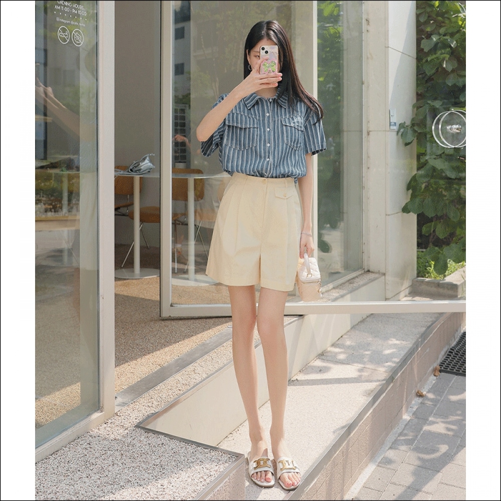 クリック&ファニープレゼンスマックスピンタックコットンショーツ [SMLサイズ]