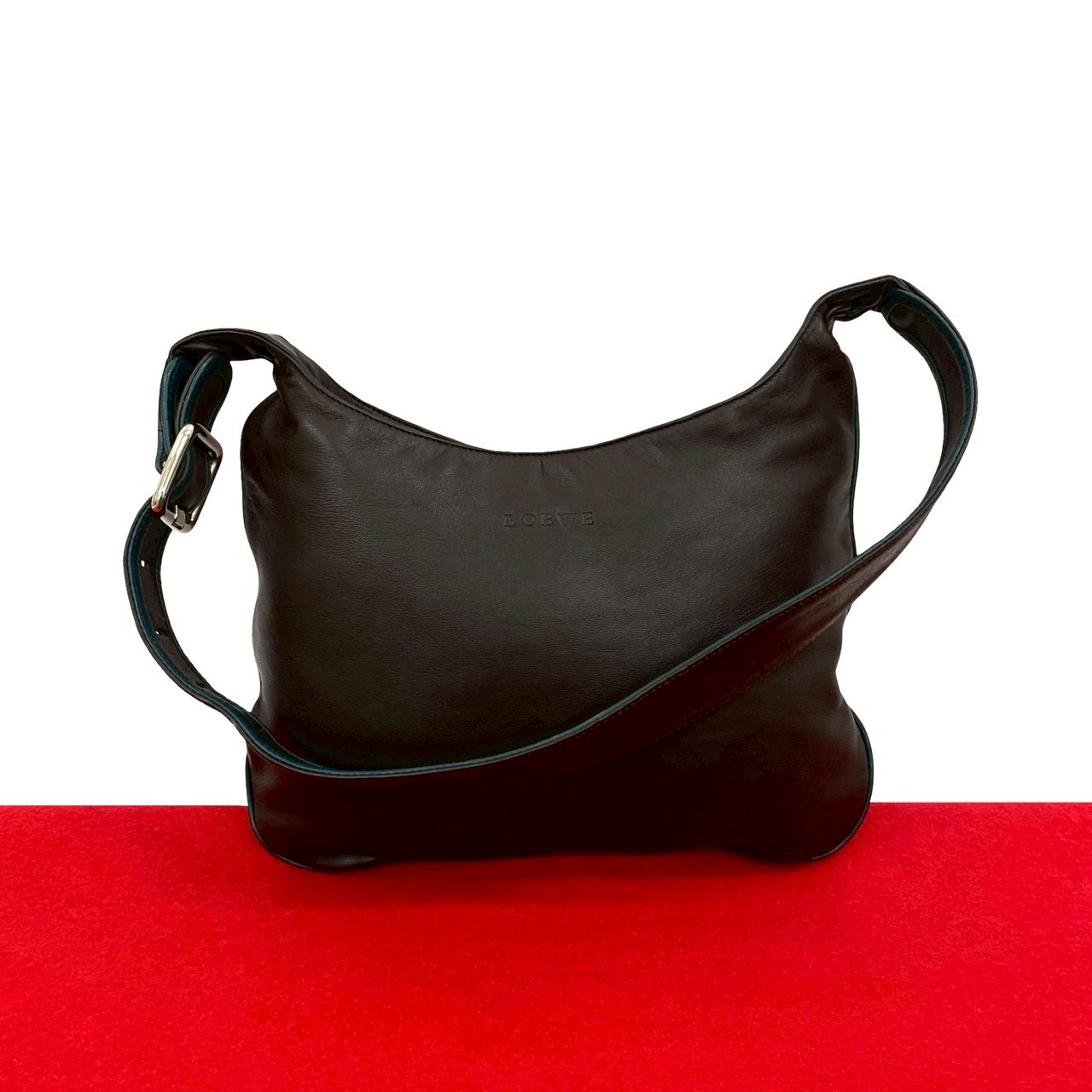 ロゴショルダーバッグ レザー ブラウン 43947